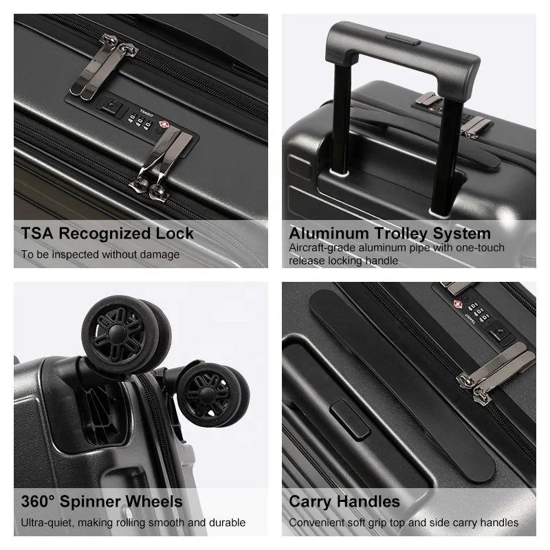 JMT-286986 20-Inch ABS PC Cabin Travel Trolley Case with Laptop Compartment