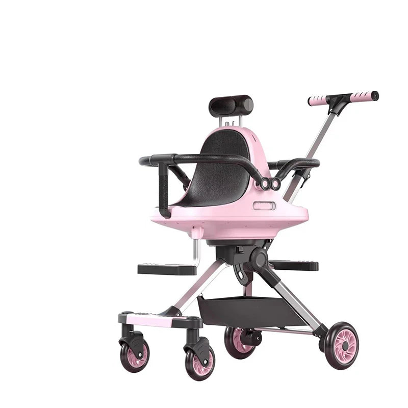 JMT-287242 Compact Foldable Baby Stroller with Durable Aluminium Frame and Soft Leather Seat