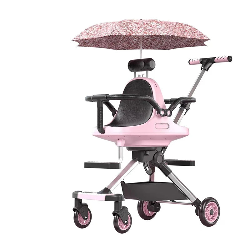 JMT-287242 Compact Foldable Baby Stroller with Durable Aluminium Frame and Soft Leather Seat