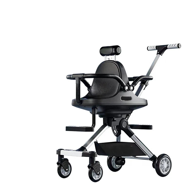 JMT-287242 Compact Foldable Baby Stroller with Durable Aluminium Frame and Soft Leather Seat