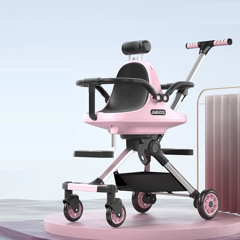 JMT-287242 Compact Foldable Baby Stroller with Durable Aluminium Frame and Soft Leather Seat