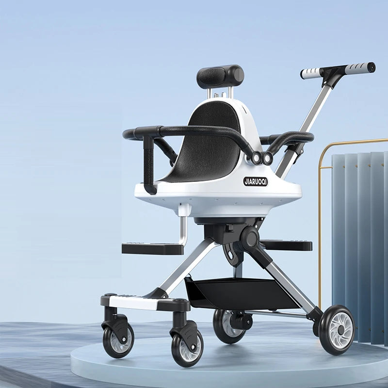 JMT-287242 Compact Foldable Baby Stroller with Durable Aluminium Frame and Soft Leather Seat