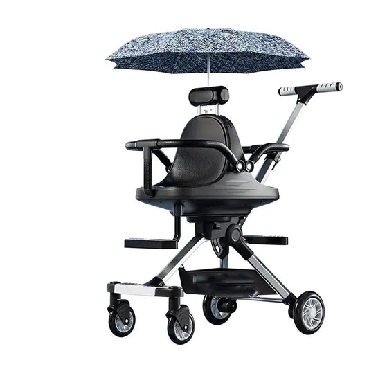 JMT-287242 Compact Foldable Baby Stroller with Durable Aluminium Frame and Soft Leather Seat