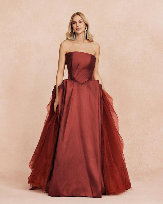 JMT-287498 Elegant Brown Evening Dress for Women, Style SH0019