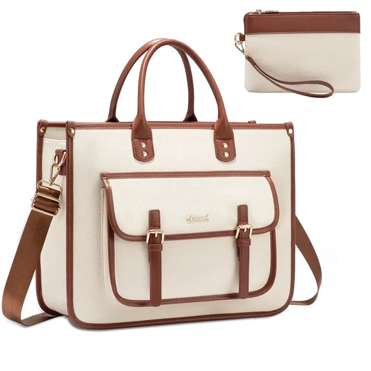 JMT-288074 Lightweight Canvas Laptop Tote Bag for Women, 15.6-Inch Shoulder Messenger Bag for Work and School