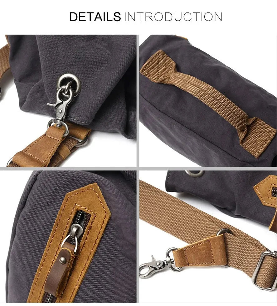 JMT-288138 Retro Canvas Crossbody Shoulder Bag for Men, Casual Outdoor Chest Bag
