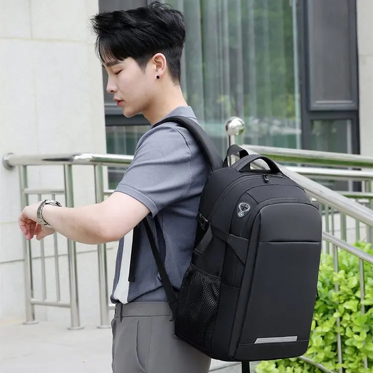 JMT-288266 Waterproof Black Laptop Backpack with USB Charging Port for School and Travel