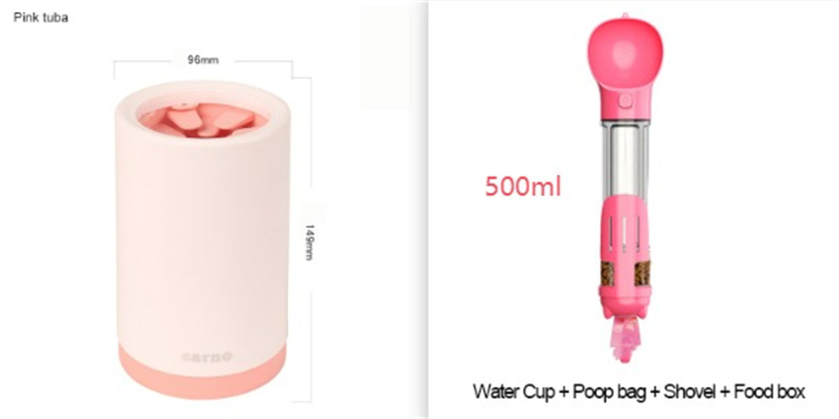 JMT-288330 Pet Foot Washing Cup - Plastic Cleaner for Small and Large Dogs in Green, Pink, and Gray