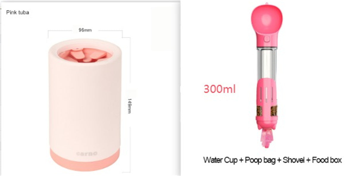 JMT-288330 Pet Foot Washing Cup - Plastic Cleaner for Small and Large Dogs in Green, Pink, and Gray