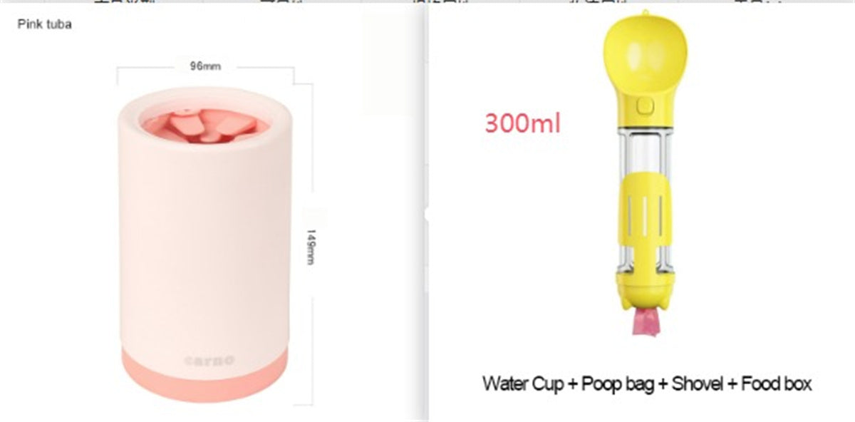 JMT-288330 Pet Foot Washing Cup - Plastic Cleaner for Small and Large Dogs in Green, Pink, and Gray