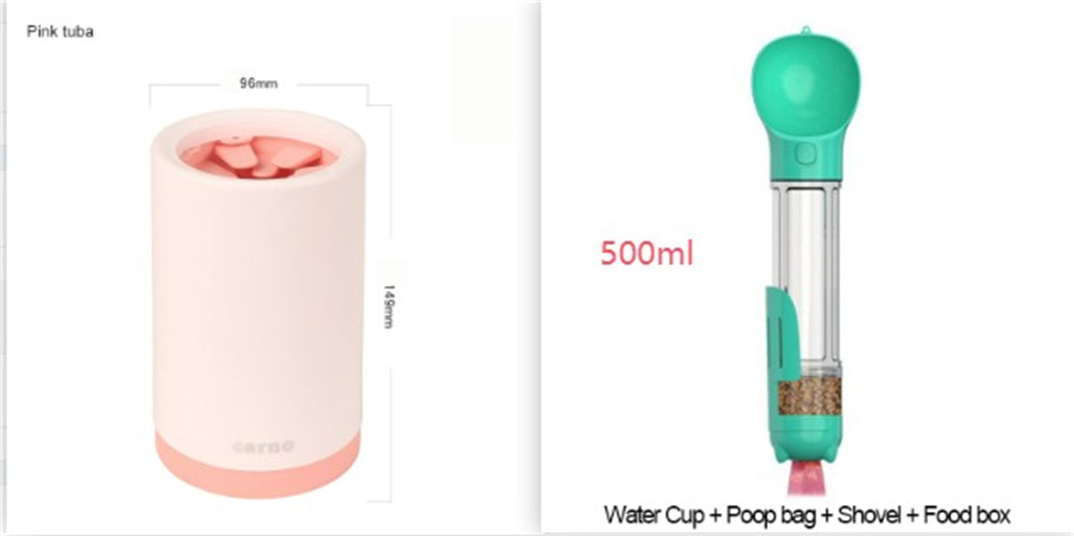 JMT-288330 Pet Foot Washing Cup - Plastic Cleaner for Small and Large Dogs in Green, Pink, and Gray