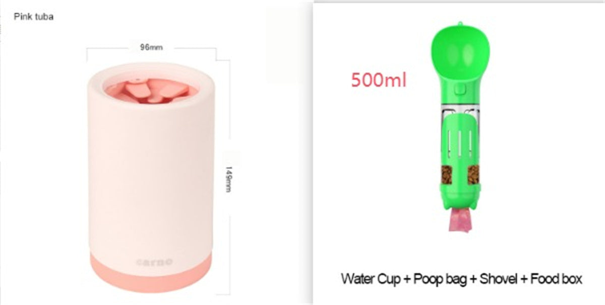 JMT-288330 Pet Foot Washing Cup - Plastic Cleaner for Small and Large Dogs in Green, Pink, and Gray