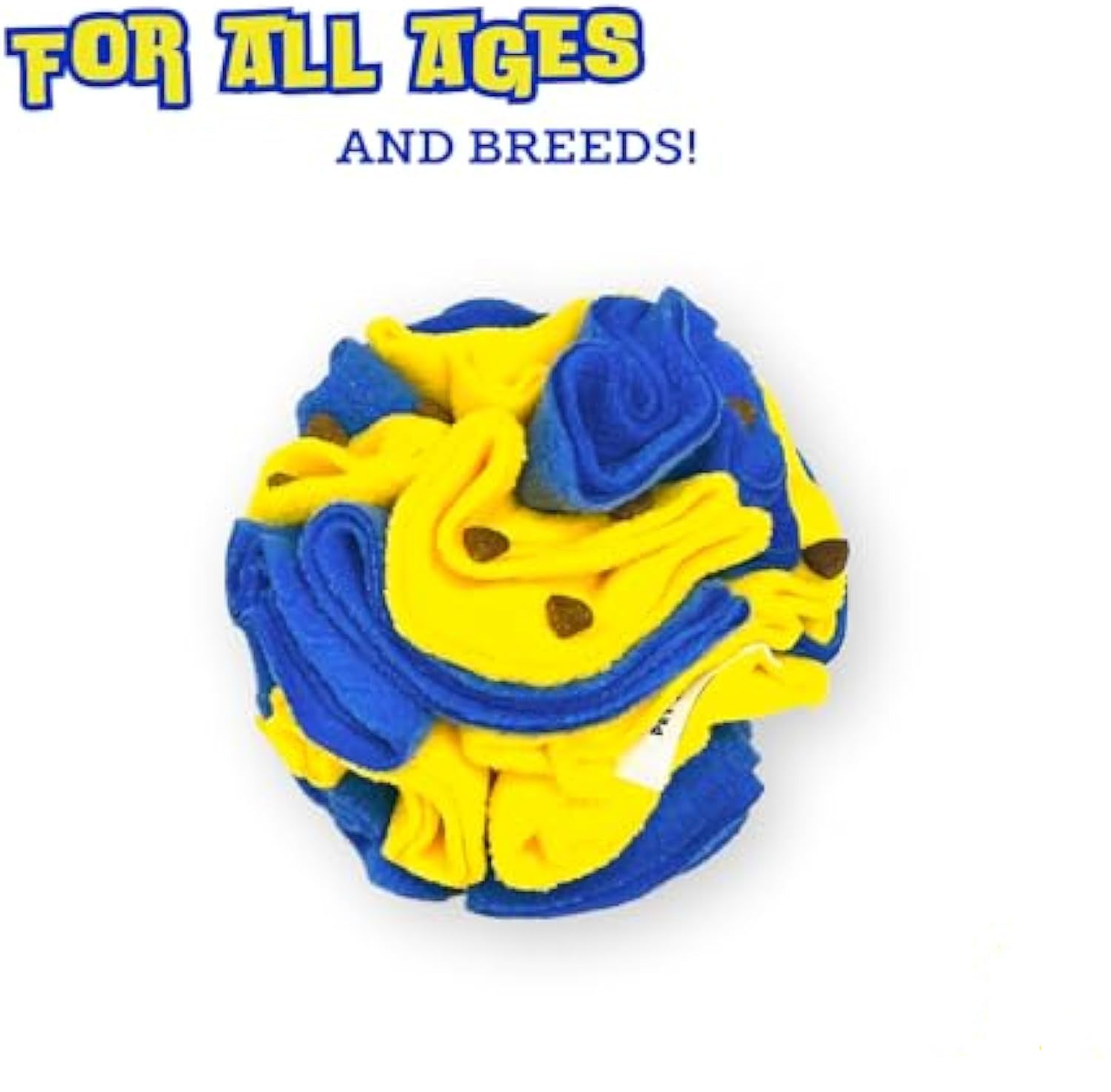 JMT-289226 Interactive Foraging Puzzle Ball for Dogs - Engaging Enrichment Toy in Vibrant Yellow and Blue for Visual Stimulation and Snuffle Activities
