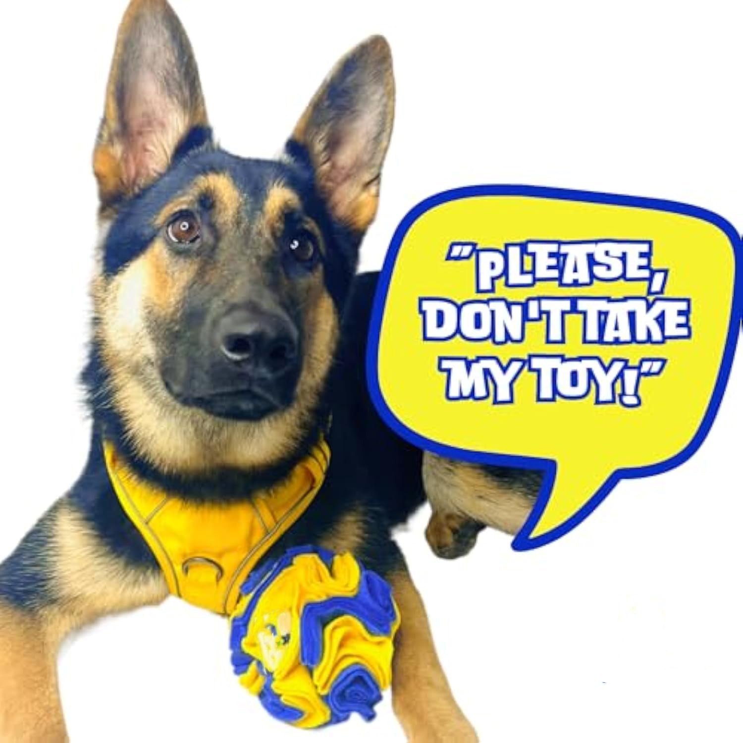 JMT-289226 Interactive Foraging Puzzle Ball for Dogs - Engaging Enrichment Toy in Vibrant Yellow and Blue for Visual Stimulation and Snuffle Activities