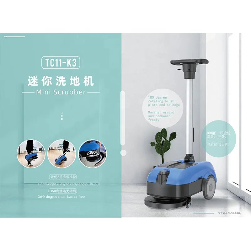 JMT-289866 Compact Walk-Behind Mini Floor Scrubber for Tile and Hard Surfaces