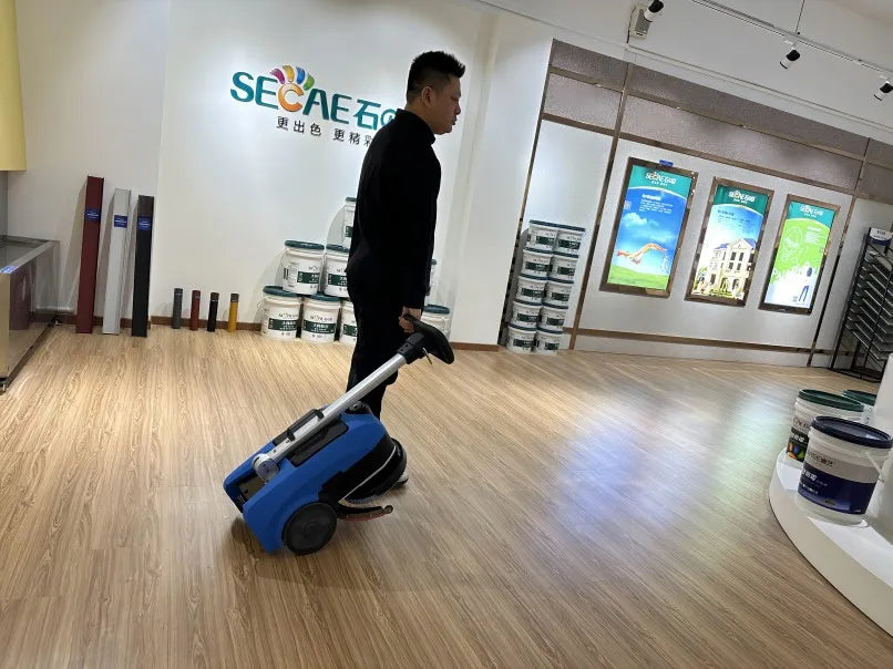 JMT-289866 Compact Walk-Behind Mini Floor Scrubber for Tile and Hard Surfaces