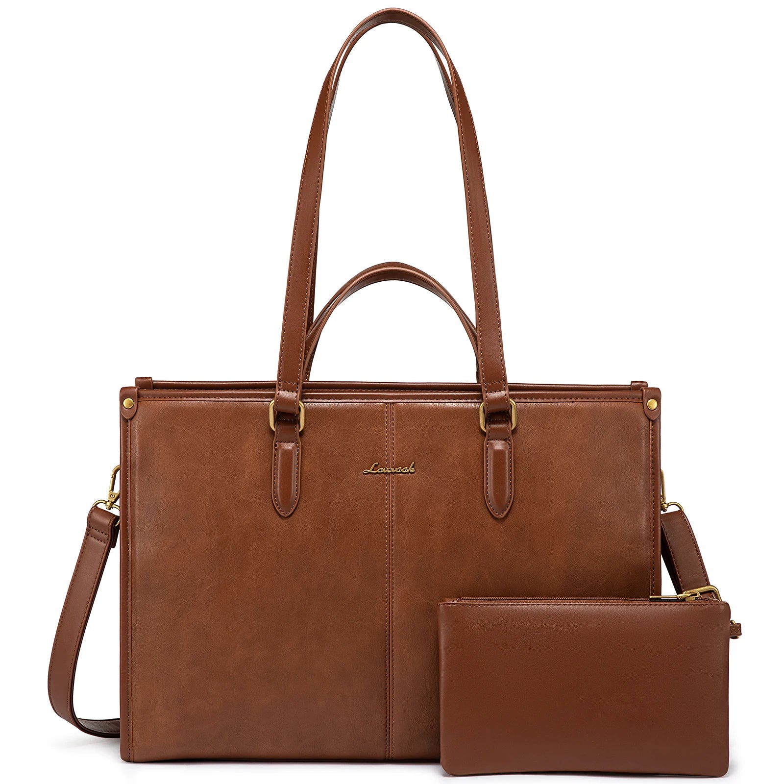 JMT-290378 Professional PU Leather Laptop Tote with Clutch Purse - Versatile Work Bag for Office Use
