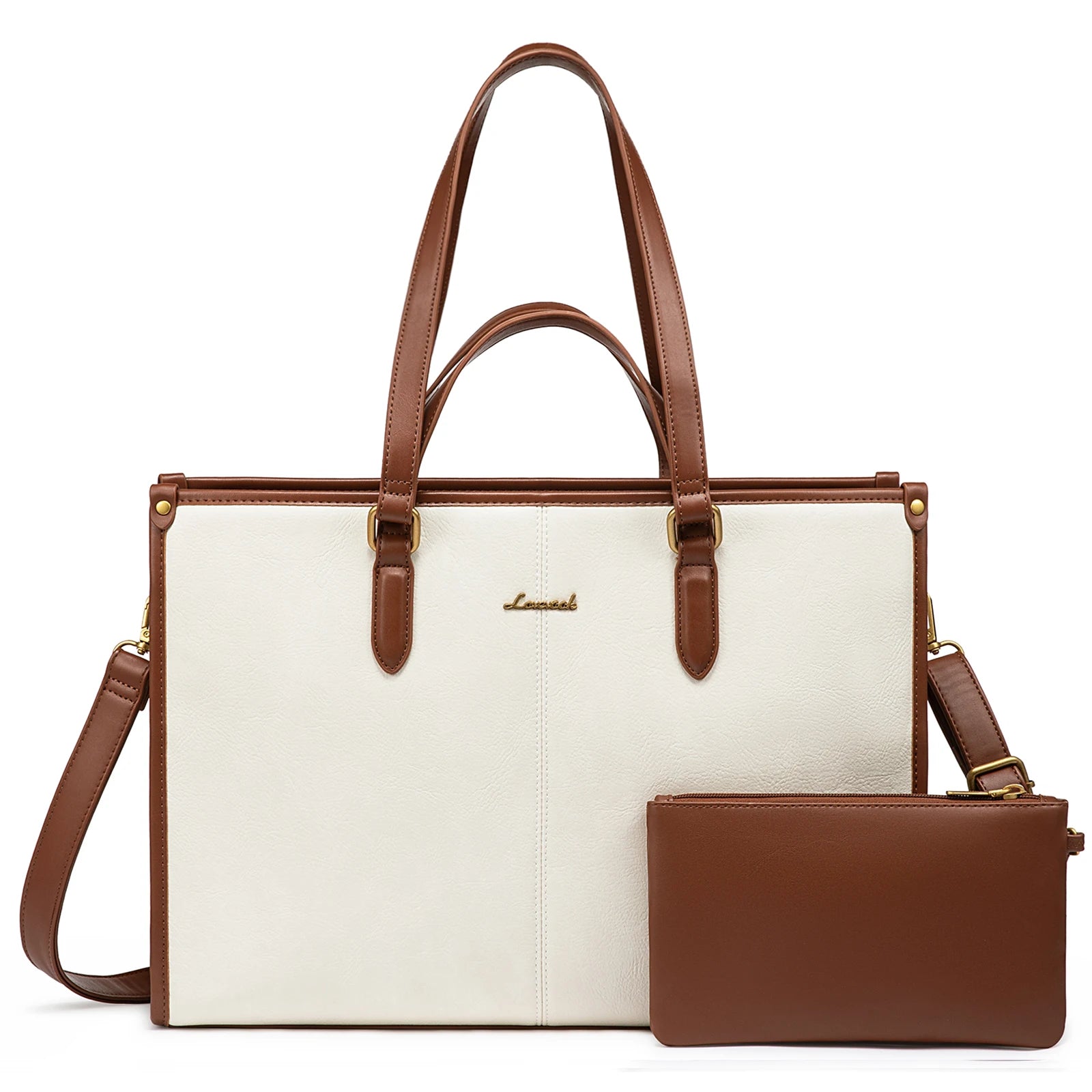 JMT-290378 Professional PU Leather Laptop Tote with Clutch Purse - Versatile Work Bag for Office Use