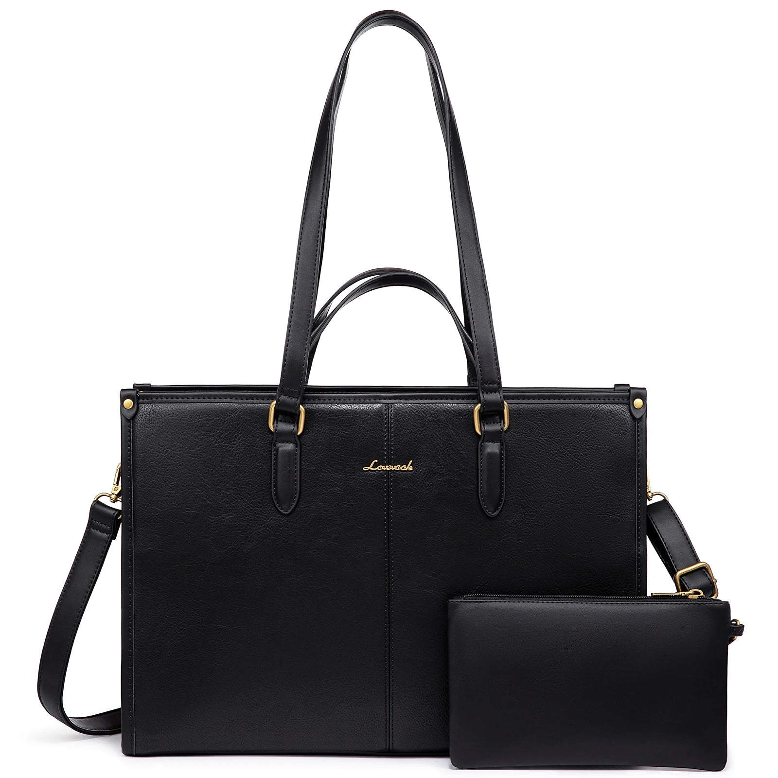 JMT-290378 Professional PU Leather Laptop Tote with Clutch Purse - Versatile Work Bag for Office Use