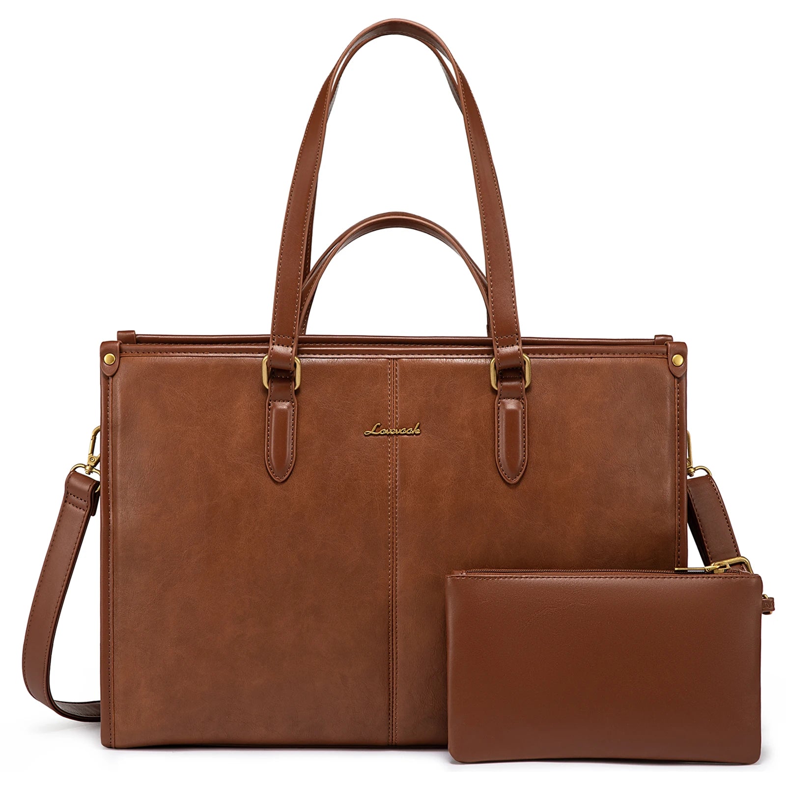 JMT-290378 Professional PU Leather Laptop Tote with Clutch Purse - Versatile Work Bag for Office Use