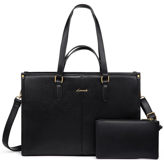JMT-290378 Professional PU Leather Laptop Tote with Clutch Purse - Versatile Work Bag for Office Use