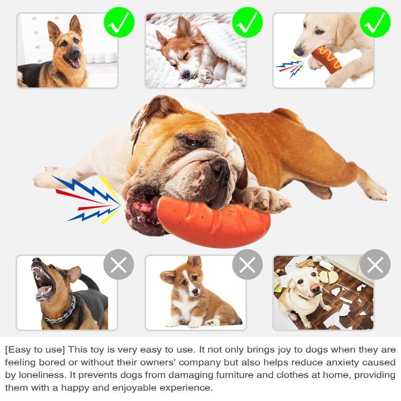 JMT-290698 Durable Indestructible Dog Chew Toy for Aggressive Chewers - Dual Function Rubber Toy for Teeth Cleaning and Squeaky Fun