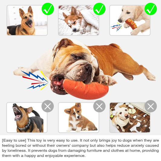 JMT-290698 Durable Indestructible Dog Chew Toy for Aggressive Chewers - Dual Function Rubber Toy for Teeth Cleaning and Squeaky Fun