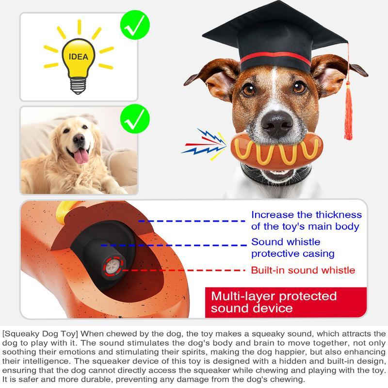 JMT-290698 Durable Indestructible Dog Chew Toy for Aggressive Chewers - Dual Function Rubber Toy for Teeth Cleaning and Squeaky Fun