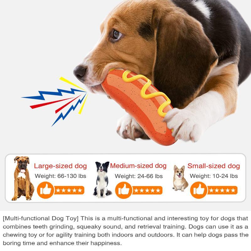JMT-290698 Durable Indestructible Dog Chew Toy for Aggressive Chewers - Dual Function Rubber Toy for Teeth Cleaning and Squeaky Fun