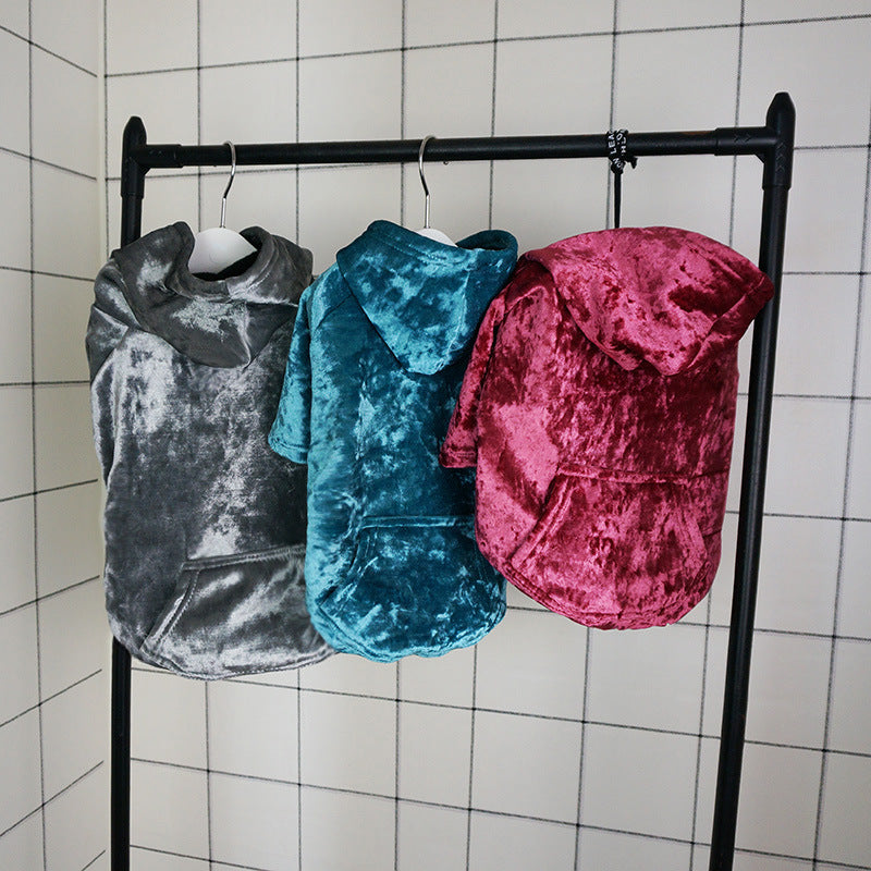 JMT-291466 Fleece Hoodie for Small Dogs in Gold Diamond Down Material