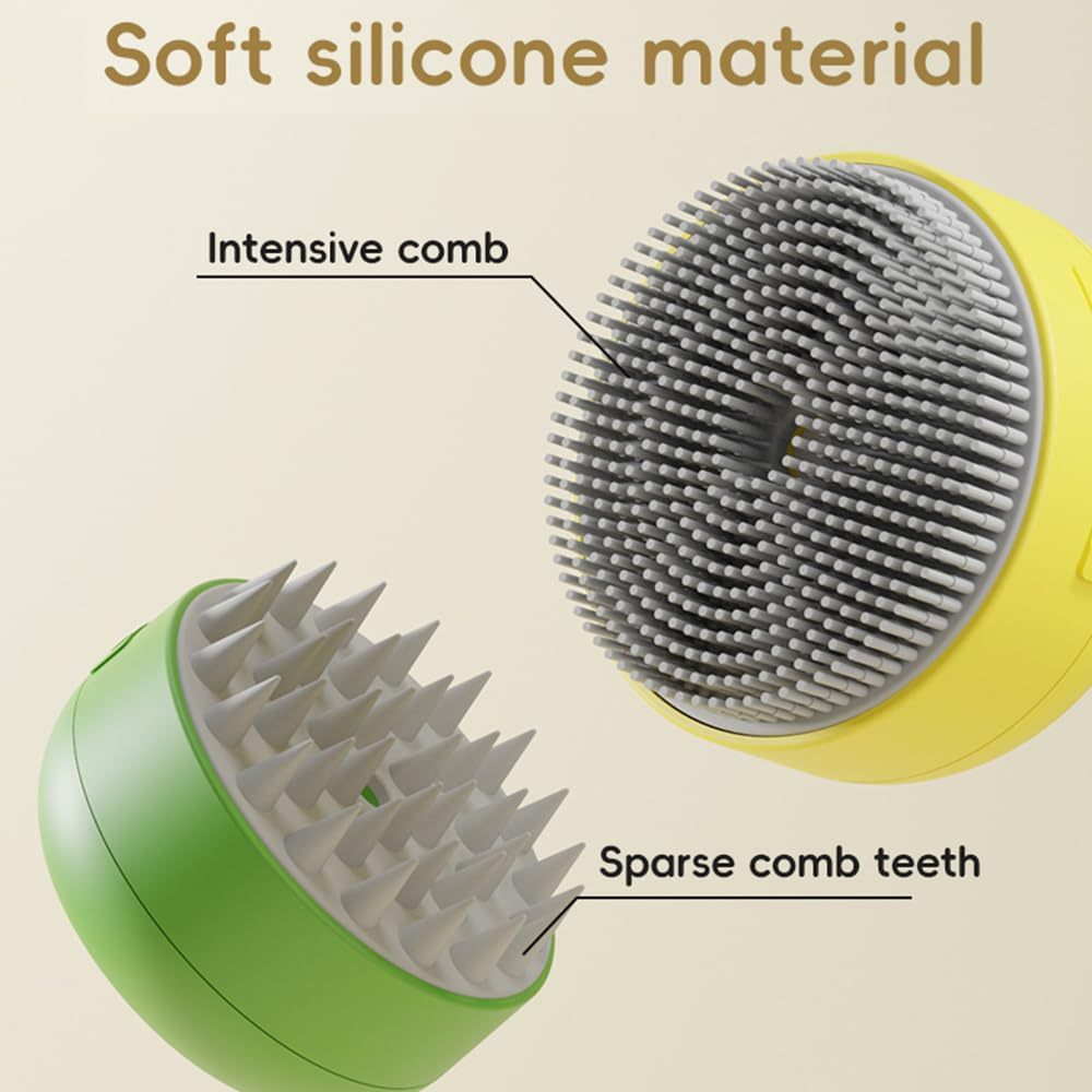 JMT-291786 Rechargeable 3-in-1 Cat Steaming Brush for Hair Removal and Massage, Silicone Design for Cats and Dogs