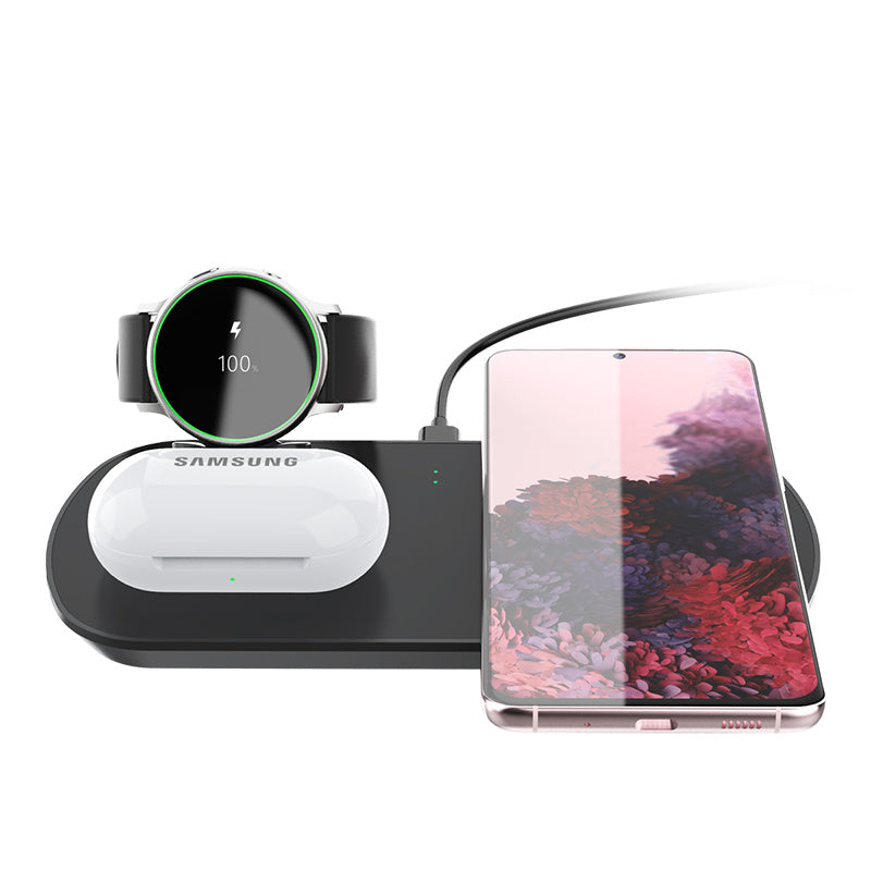 JMT-292042 3-in-1 Fast Wireless Charger for Galaxy Watch, AirPods, and Qi-Compatible Devices