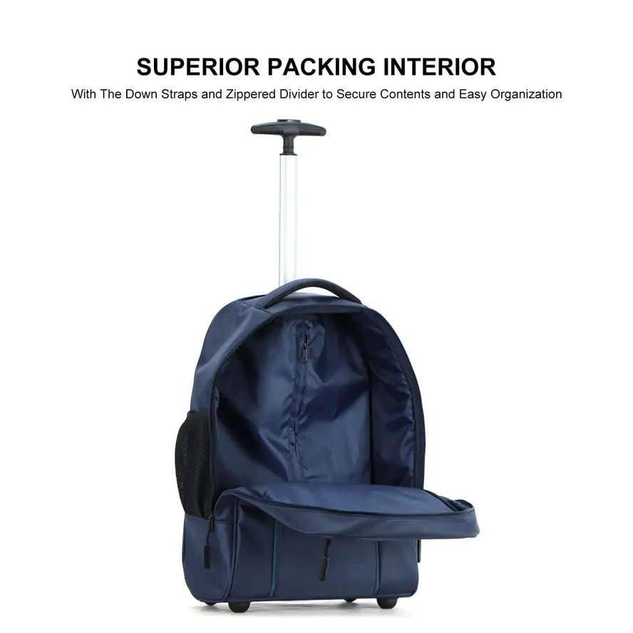 JMT-292426 18 Inch Travel Trolley Laptop Backpack with Wheels for Men - Custom Logo Outdoor Fabric