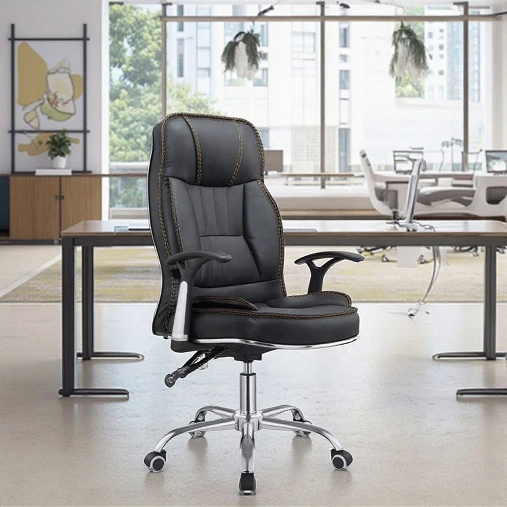JMT-292618 Contemporary Leather Office Chair for Home Study and Writing, Designed for Comfort and Durability