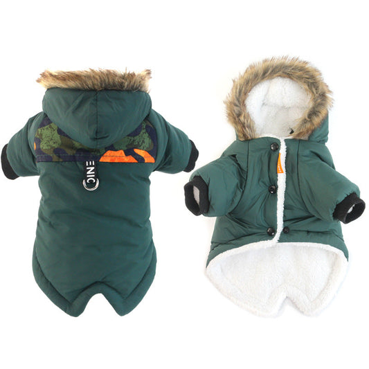 JMT-292618 Warm Cotton Hoodie Vest for Dogs – Two-Legged Plush Jacket for Autumn and Winter