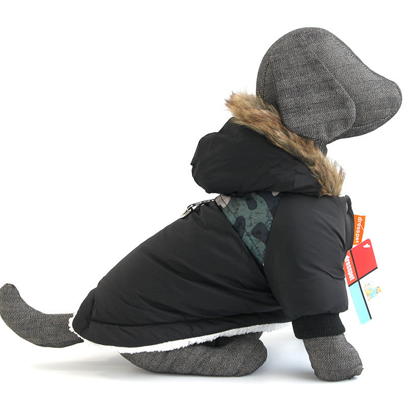 JMT-292618 Warm Cotton Hoodie Vest for Dogs – Two-Legged Plush Jacket for Autumn and Winter