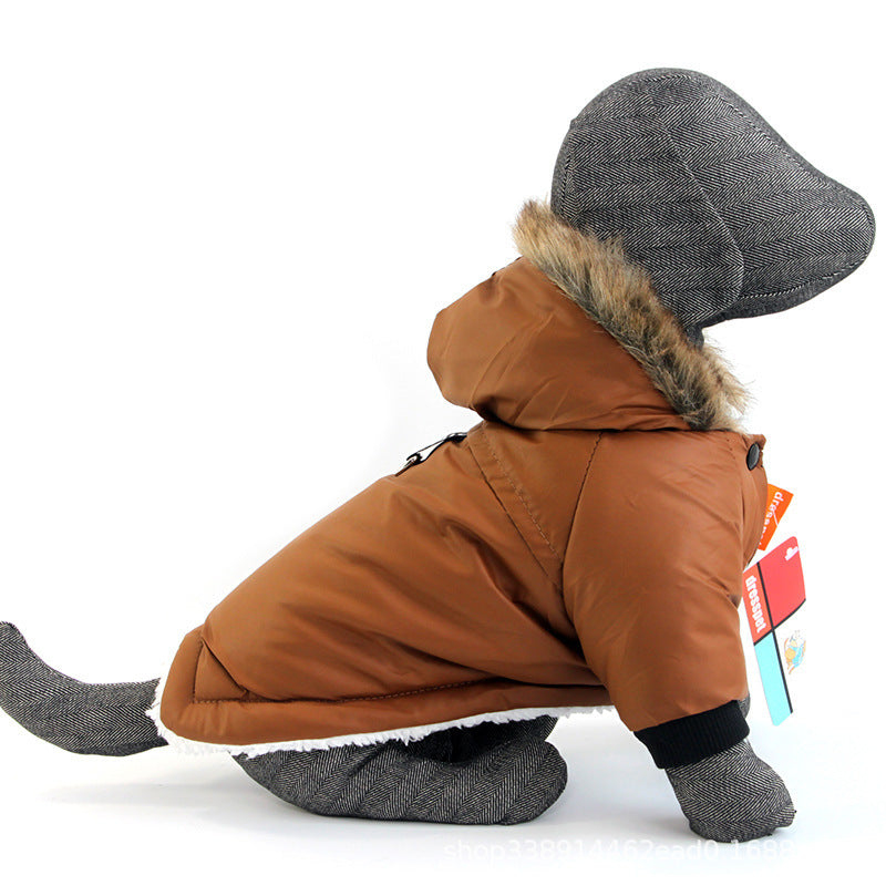 JMT-292618 Warm Cotton Hoodie Vest for Dogs – Two-Legged Plush Jacket for Autumn and Winter