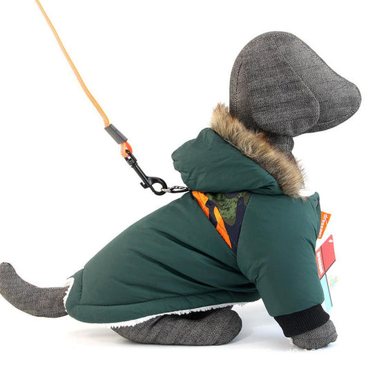 JMT-292618 Warm Cotton Hoodie Vest for Dogs – Two-Legged Plush Jacket for Autumn and Winter