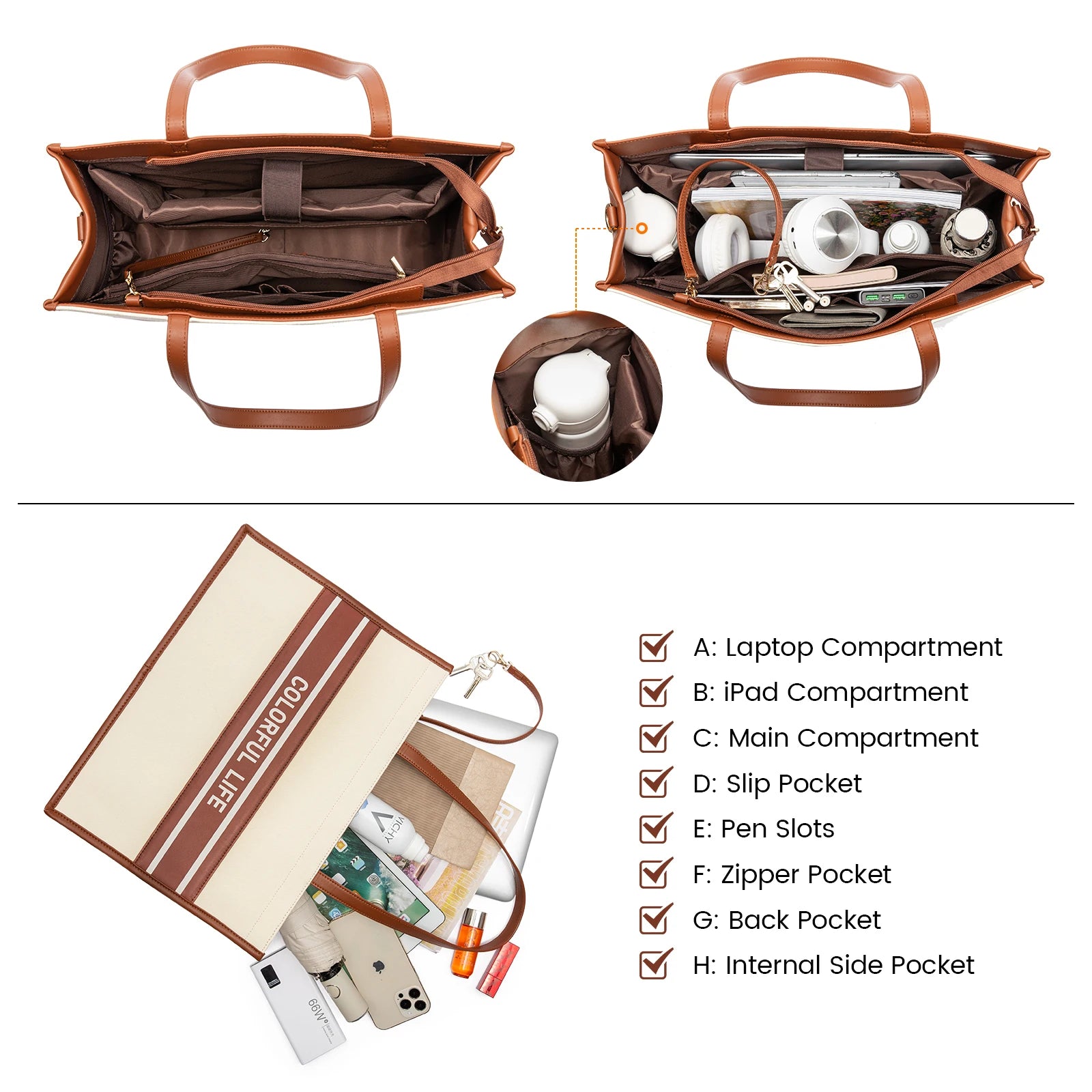 JMT-292682 Women's Canvas Tote Bag and Shoulder Bag Set with Clutch Purse - Stylish Handbags for Everyday Use