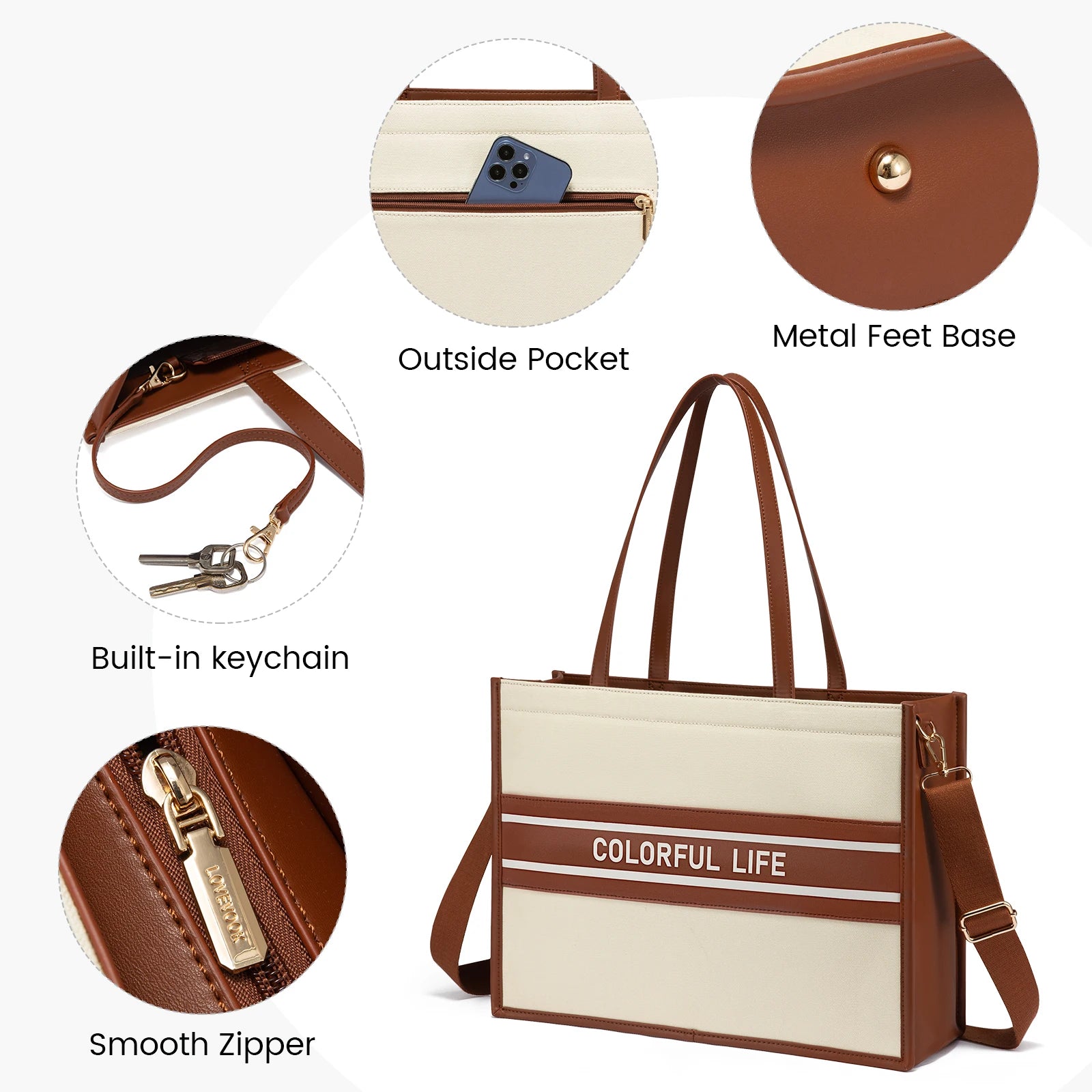 JMT-292682 Women's Canvas Tote Bag and Shoulder Bag Set with Clutch Purse - Stylish Handbags for Everyday Use