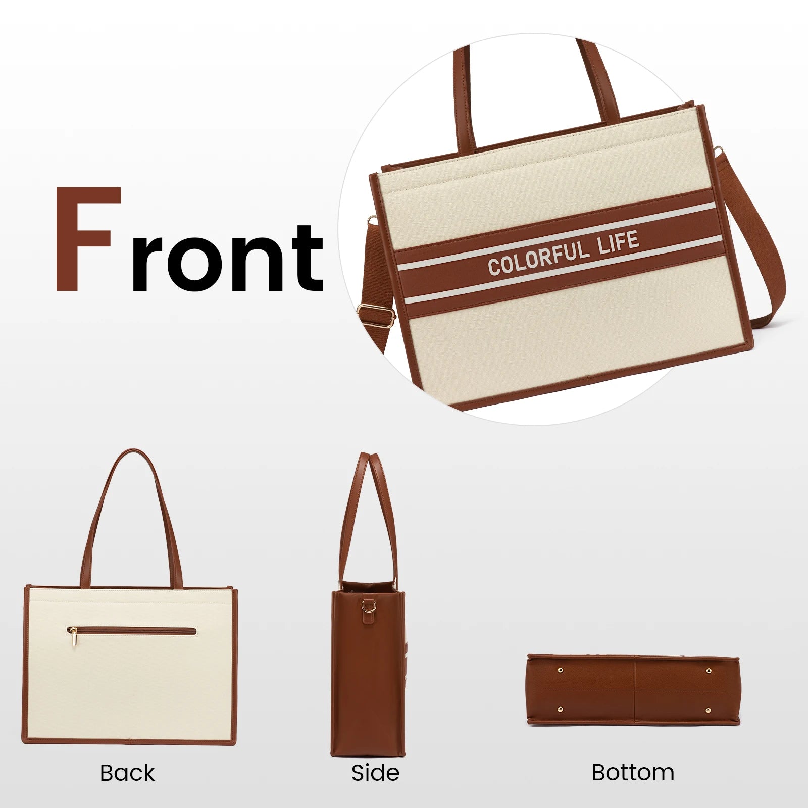 JMT-292682 Women's Canvas Tote Bag and Shoulder Bag Set with Clutch Purse - Stylish Handbags for Everyday Use