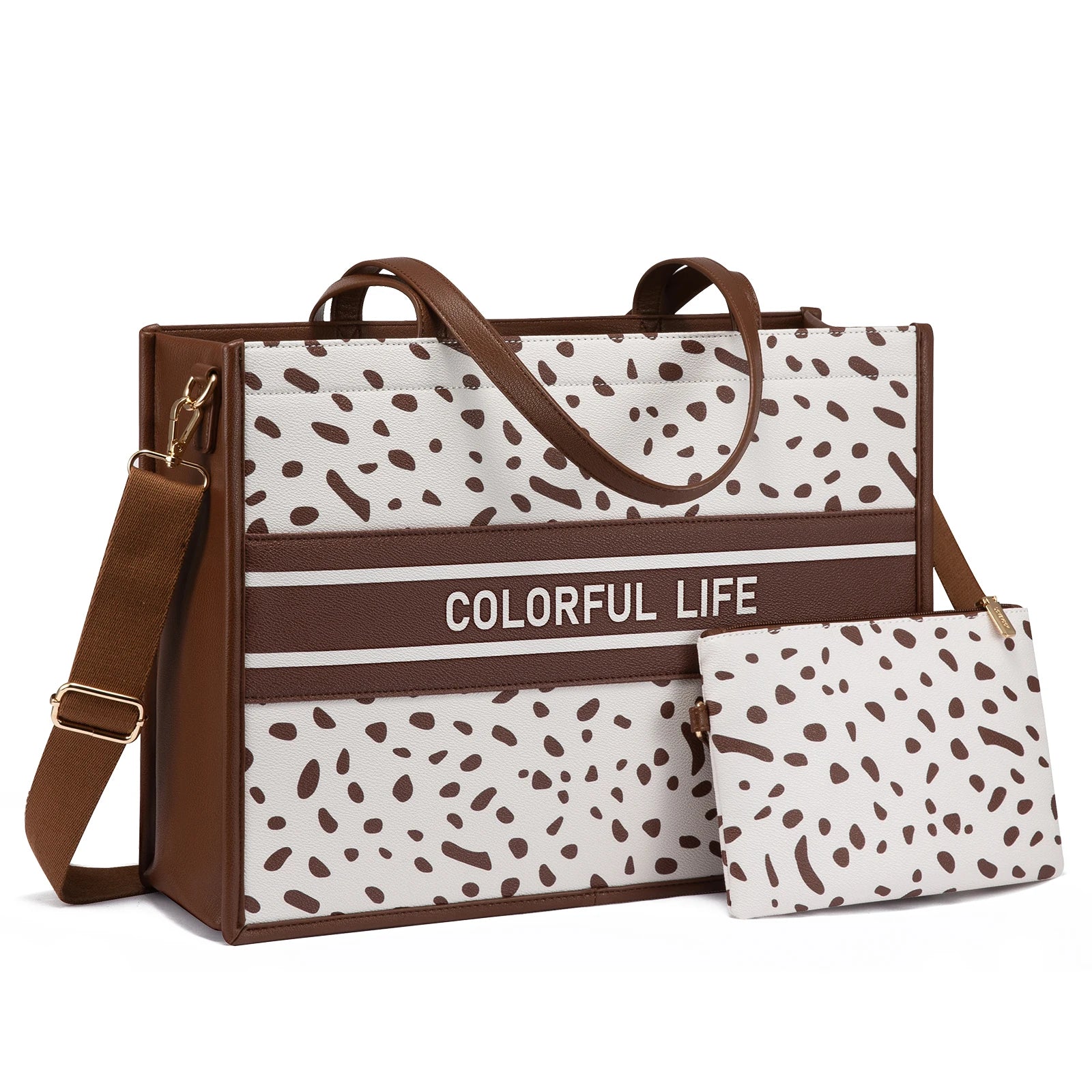 JMT-292682 Women's Canvas Tote Bag and Shoulder Bag Set with Clutch Purse - Stylish Handbags for Everyday Use