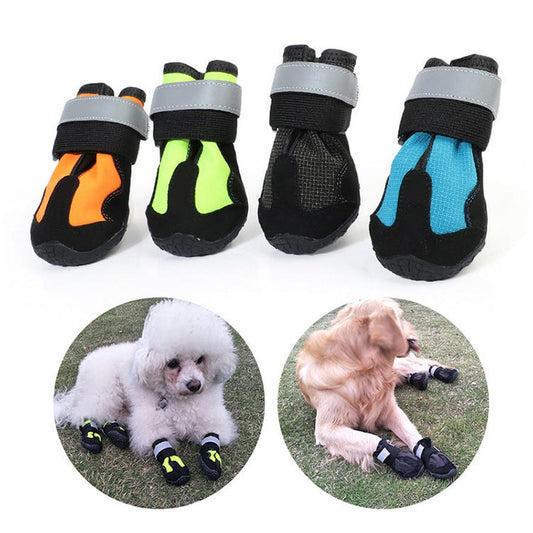 JMT-293322 Waterproof Reflective Dog Shoes with Kick-Resistant Design - Non-Slip Rubber, Available in Multiple Colors and Sizes