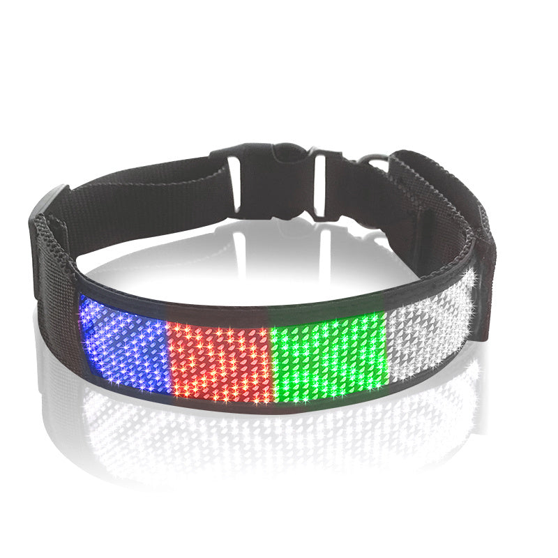 JMT-293514 LED Luminous Pet Collar with Mobile App Control, Multiple Patterns, and Music Rhythm Display