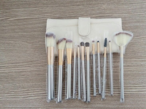 JMT-294282 Persian Makeup Brush Set - Rice White Brushes with Champagne Color Handles