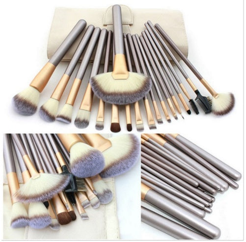 JMT-294282 Persian Makeup Brush Set - Rice White Brushes with Champagne Color Handles
