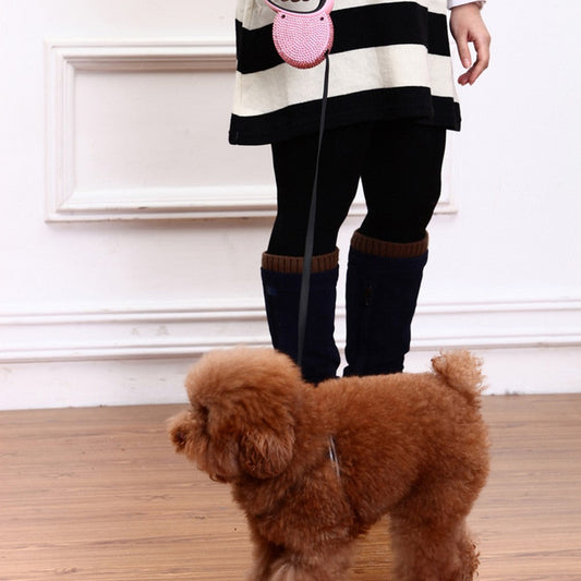 JMT-294346 Diamond-Studded Telescopic Dog Exercise Tract with 3m Flat Belt for Small Pets Under 15kg