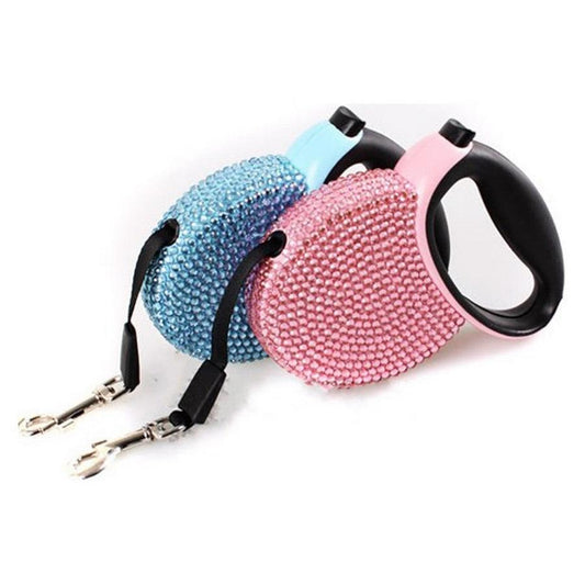 JMT-294346 Diamond-Studded Telescopic Dog Exercise Tract with 3m Flat Belt for Small Pets Under 15kg