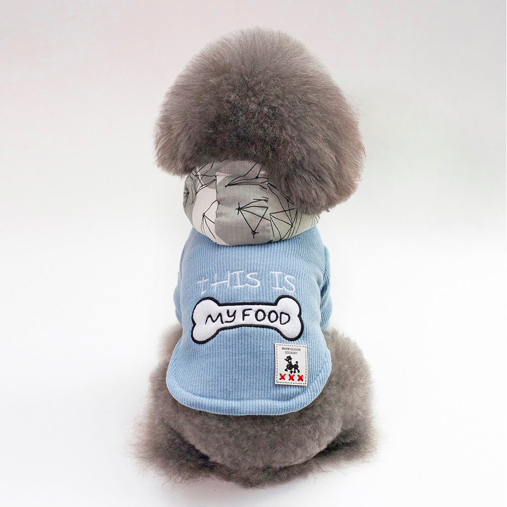 JMT-294474 Warm Cotton-Padded Hooded Coat for Pets in Blue and Wine Red