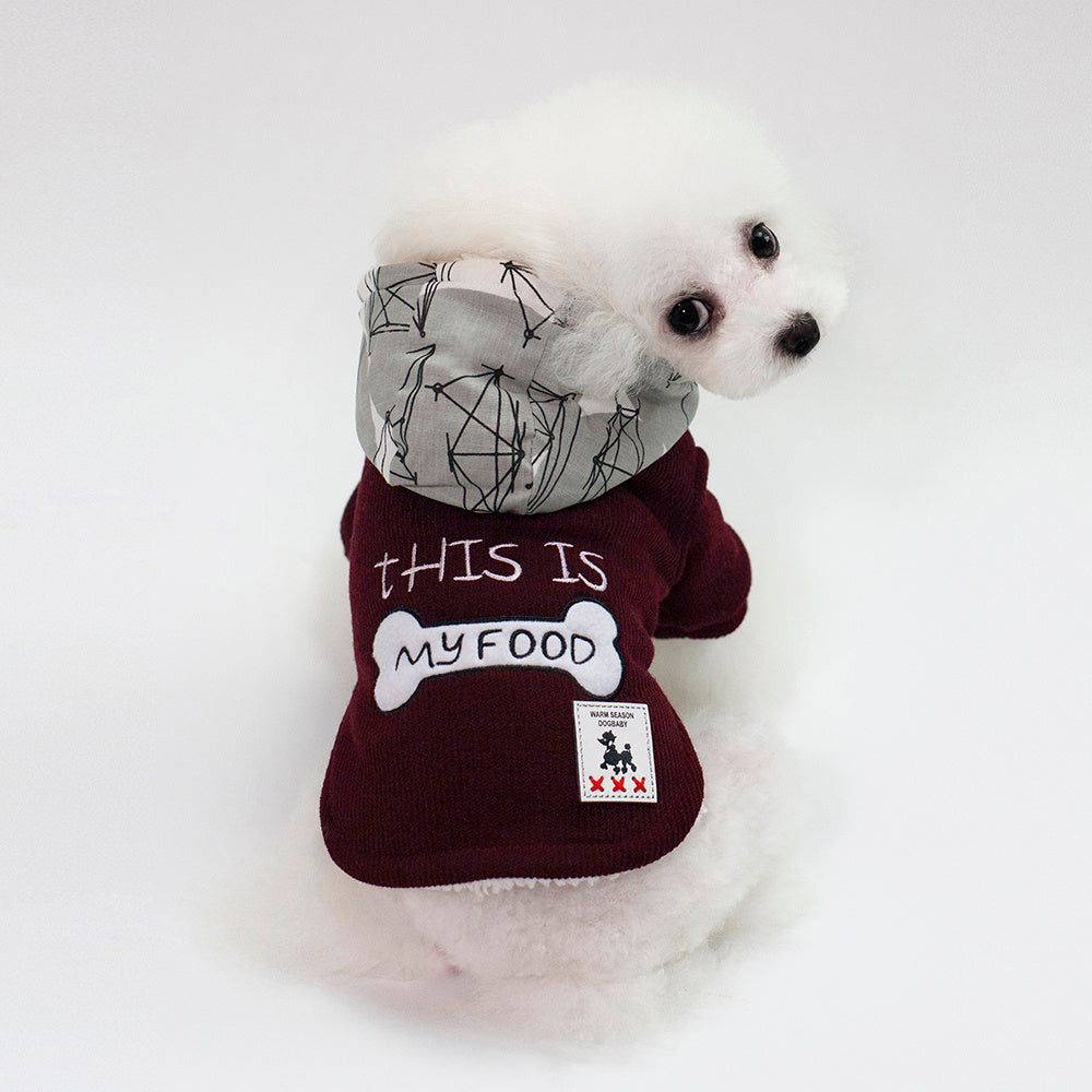 JMT-294474 Warm Cotton-Padded Hooded Coat for Pets in Blue and Wine Red